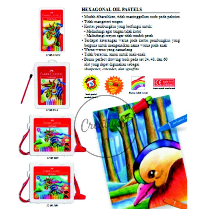 

Pendrawing- Faber Castell Oil Pastel 12 Warna White Case Crayon -Drawing-Pen.