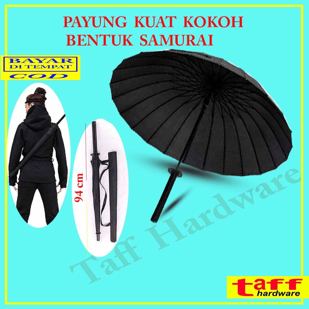 Jual Payung Samurai Jepang Ninja Golf Polos Jumbo Samurai Umbrella Katana Payung Besar Hitam