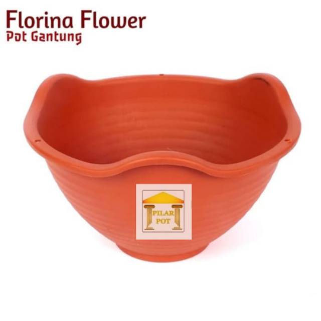 pot bunga tanaman gantung florina flower no.08 lionstar 24cm - merah bata