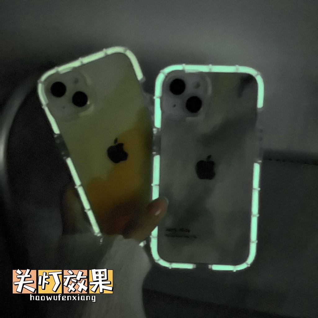 Glowing At Night Soft Case iP iPhone 11 12 13 14 Pro Max X XS XR Max Green &amp; Yellow Gradient Watercolor Casing Apple