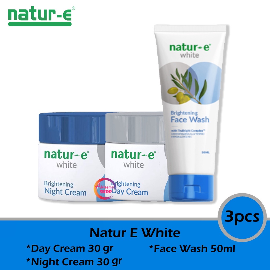 Paket Natur e White 3pcs (Day Cream 30gr+Night Cream 30gr+Face Wash 50ml)