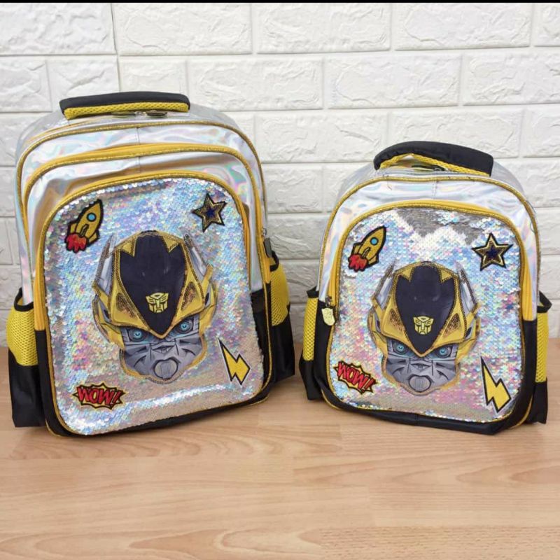 Tas Sekolah Ransel Anak SD dan TK dan Paud Tas Sequin Superhero Backpack Import Anak Laki - Laki