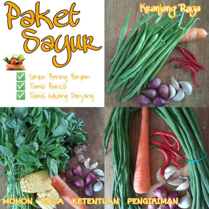 Paket Sayur Bening Bayam/Tumis buncis/Tumis Kacang Panjang