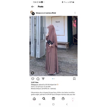 Brand New With Tag Hilyah by Himaya ( Azmiza ) gamis set french khimar hijab syari fk coklat