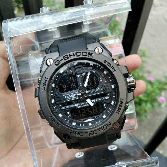 Jam Tangan Pria G Shock Gst-8600 Metal Full Black Tampilah Mewah Murah & Elegan Bonus Tas Dan Dompet