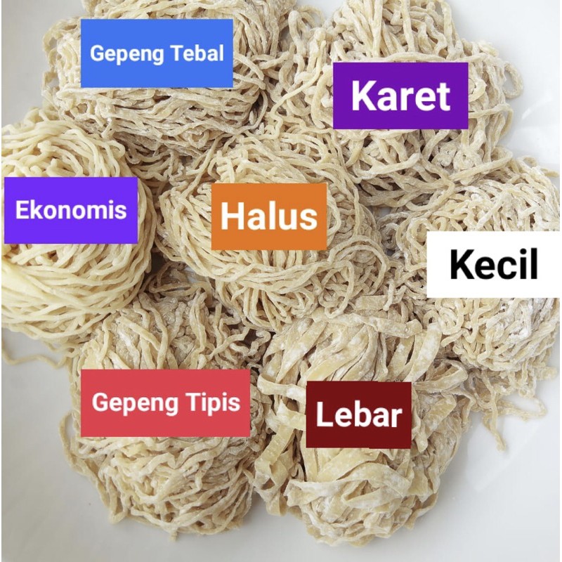 

Mie Mentah keriting ekonomis tanpa telur untuk mie ayam bakmi mentah