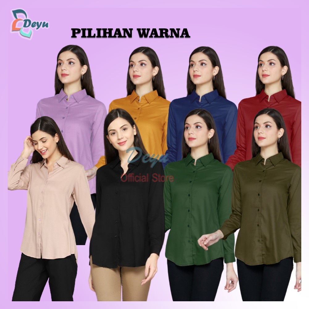 Kemeja Wanita Polos Pretty Woman Basic Streach Original Madame Sexy-3