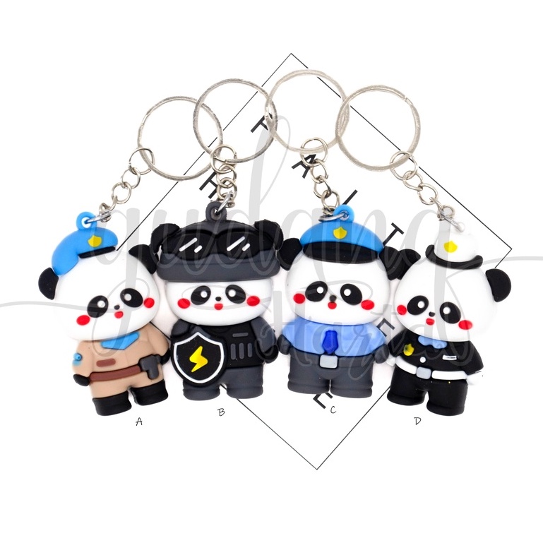 Gantungan Kunci Panda Police Keychain Panda Kostum Polisi GH 302016