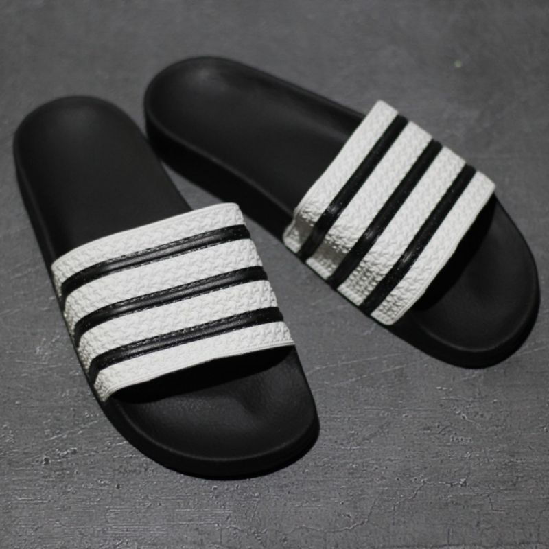 Sandal slide pria Sandal slop Sandal ADS ADILETTE ORIGINAL FULL TAG MADE IN ITALY-B.black white
