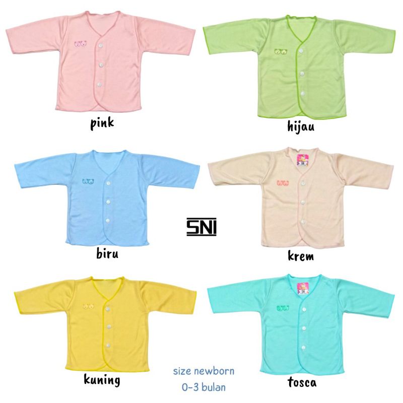 Baju Bayi Panjang Y-Lin SNI POLOS Size New Born 100% Cotton Halus Lembut Atasan Bayi Baru Lahir Lengan Panjang Polos Bahan 100% Cotton SNI