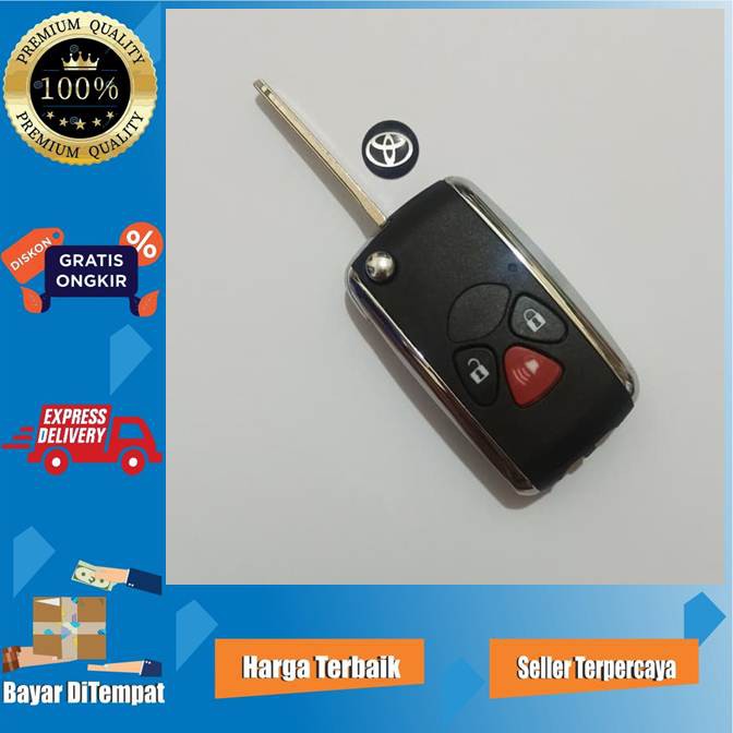 KAMI IMPORTIR! CASING/COVER KUNCI LIPAT FLIP KEY TOYOTA INNOVA FORTUNER 3 TOMBOL