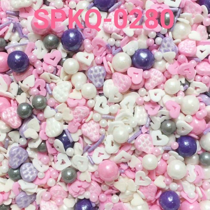 

SPKQ-0280 SPRINKLES SPRINKLE SPRINGKEL 250GR MUTIARA HATI PINK PUTIH BERKUALITAS