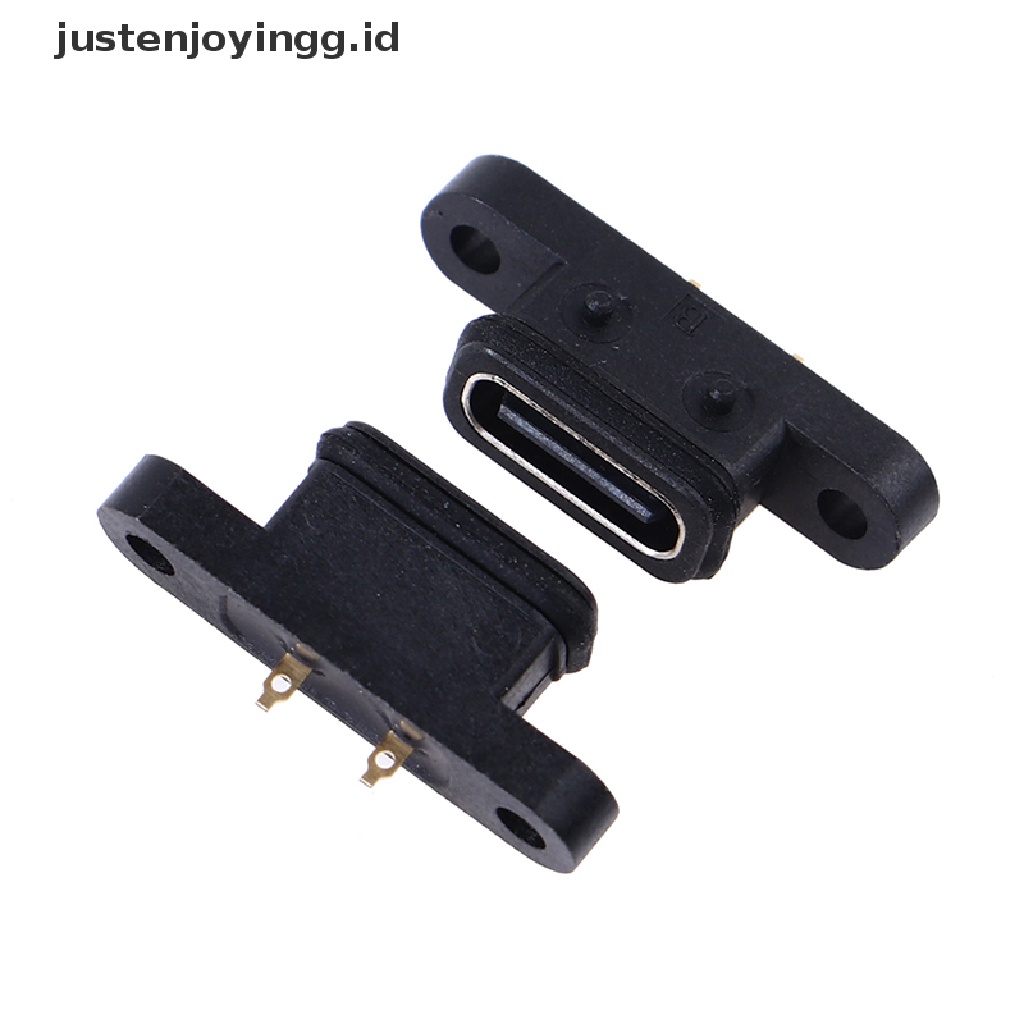 // justenjoyingg.id // 2pcs TYPE C 2Pin Waterproof Female USB C Socket Port With Screw Hole ~