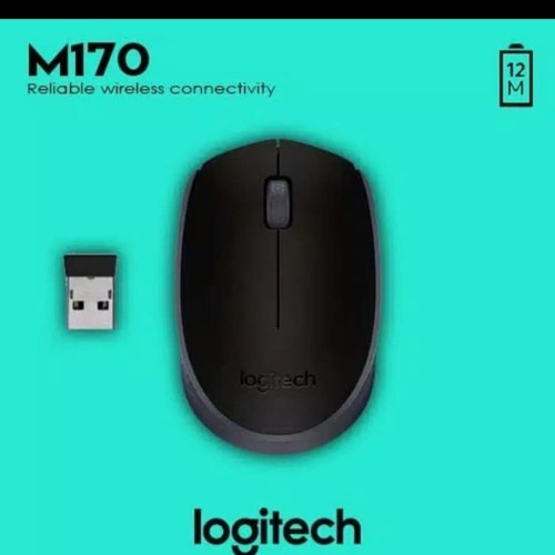 Mouse Logitech Usb Wireless M170 Compact untuk Windows, Mac, ChromeOS Batre Include Plug And Play Original Garansi Resmi