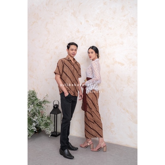 Set Couple batik Semi italy putih | Batik couple sarimbit