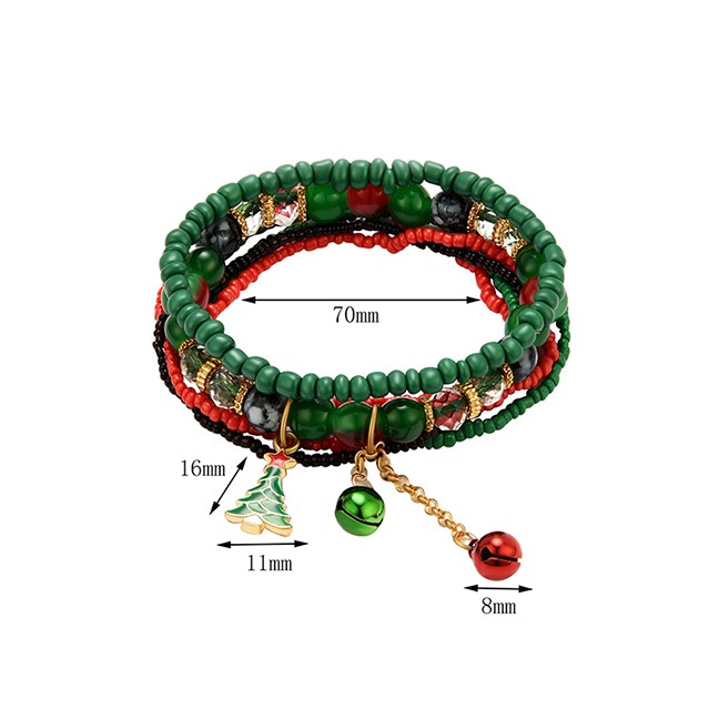 LRC Gelang Tangan Fashion Color Christmas Multi-layer Bracelet D18681