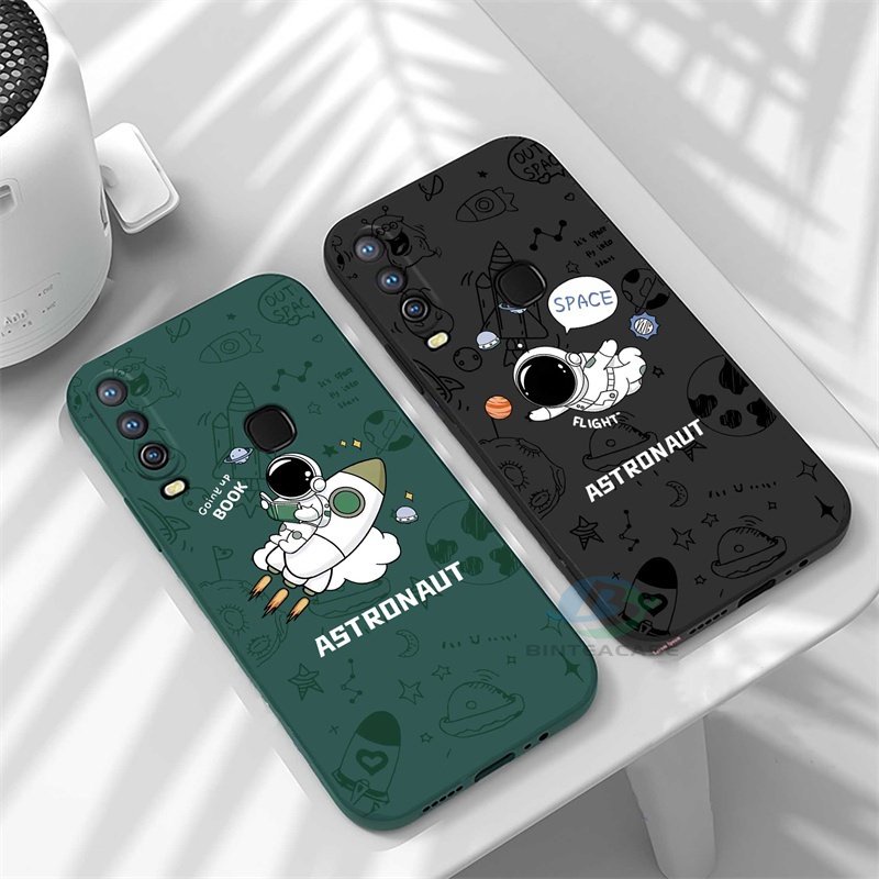 Casing Soft Case Silikon Motif Astronot Luar Angkasa + Lanyard Untuk IPhone 14 / 14 Pro / 14 + / 6 / 6S / 7 / 8 +