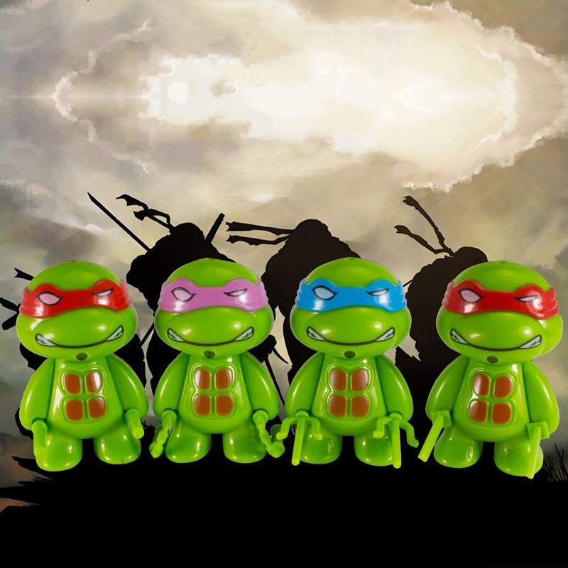 1pc Gantungan Kunci Action Figure Teenage Mutant Ninja Turtles Bahan PVC Dengan Lampu LED