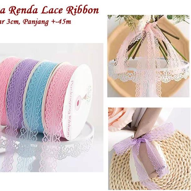 

Miliki - 1 ROLL Korean Pita Renda Lace 3cm - Pita buket bunga - Pita Kado PS011