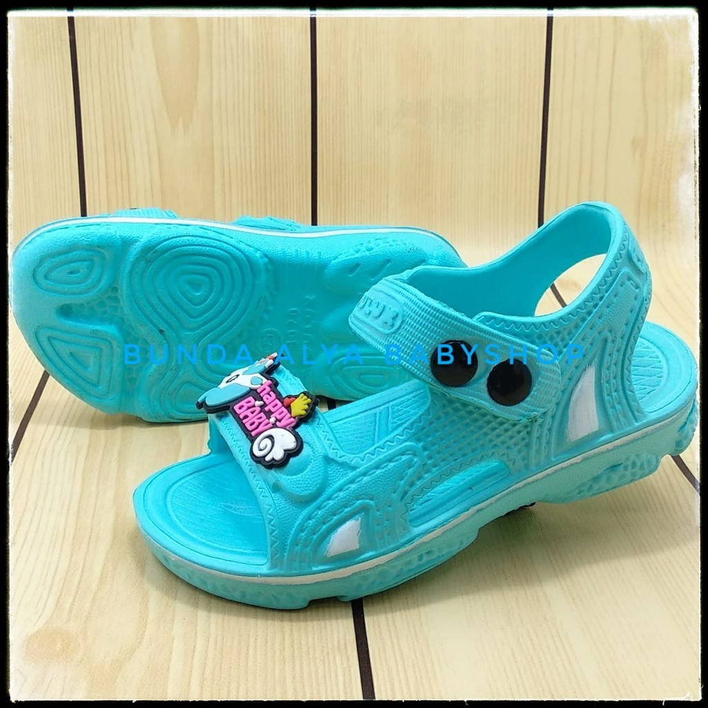 Sendal Anak Perempuan Usia 3 4 5 Tahun Motif Lucu BIRU Karet Elastis - Sepatu Sandal Anak Cewek Karet Unicorn Anti Licin Size 24 - 29