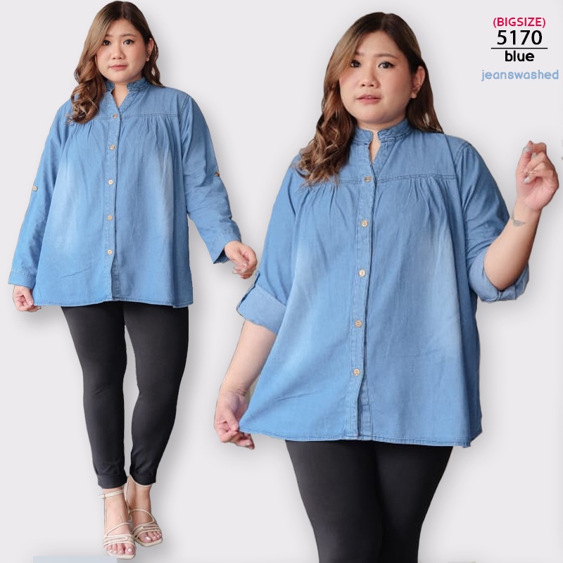 ARENA - VNECK KANCING DEPAN JUMBO SIZE BLOUSE WANITA-8