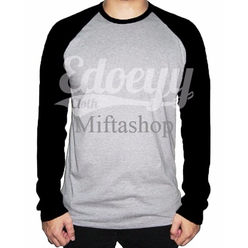 Kaos Reglan Abu Hitam/Raglan Tshirt/Raglan Kaos/Raglan Pria Panjang HE67
