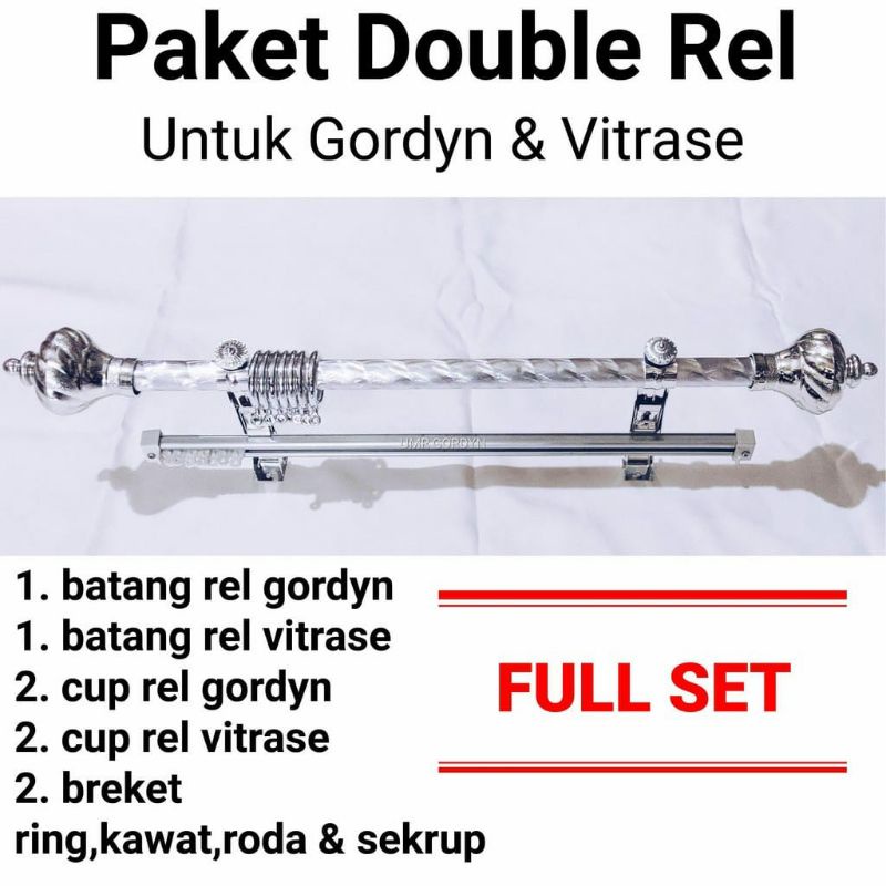 Paket Lengkap Batang Gorden Dan Tiang Kotak Vitrase Fullset