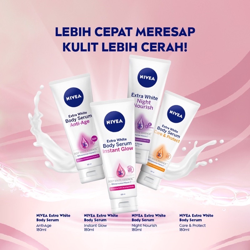 NIVEA Body Serum Extra White - Night | Repair Care Protect | Radiant | Glow | Hijab 180ml