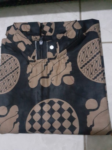 Terbaru - Blus Lonceng Mono Lawasan Coklat Kombi Batik Blouse Atasan Kerja Kantoran Terompet Seragam