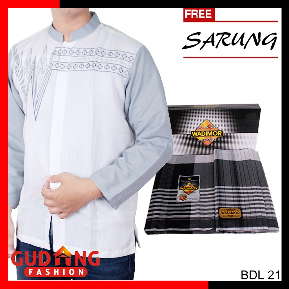 Baju Koko Muslimin Pria Lengan Pendek + Bonus Free Sarung (KKS KKL)