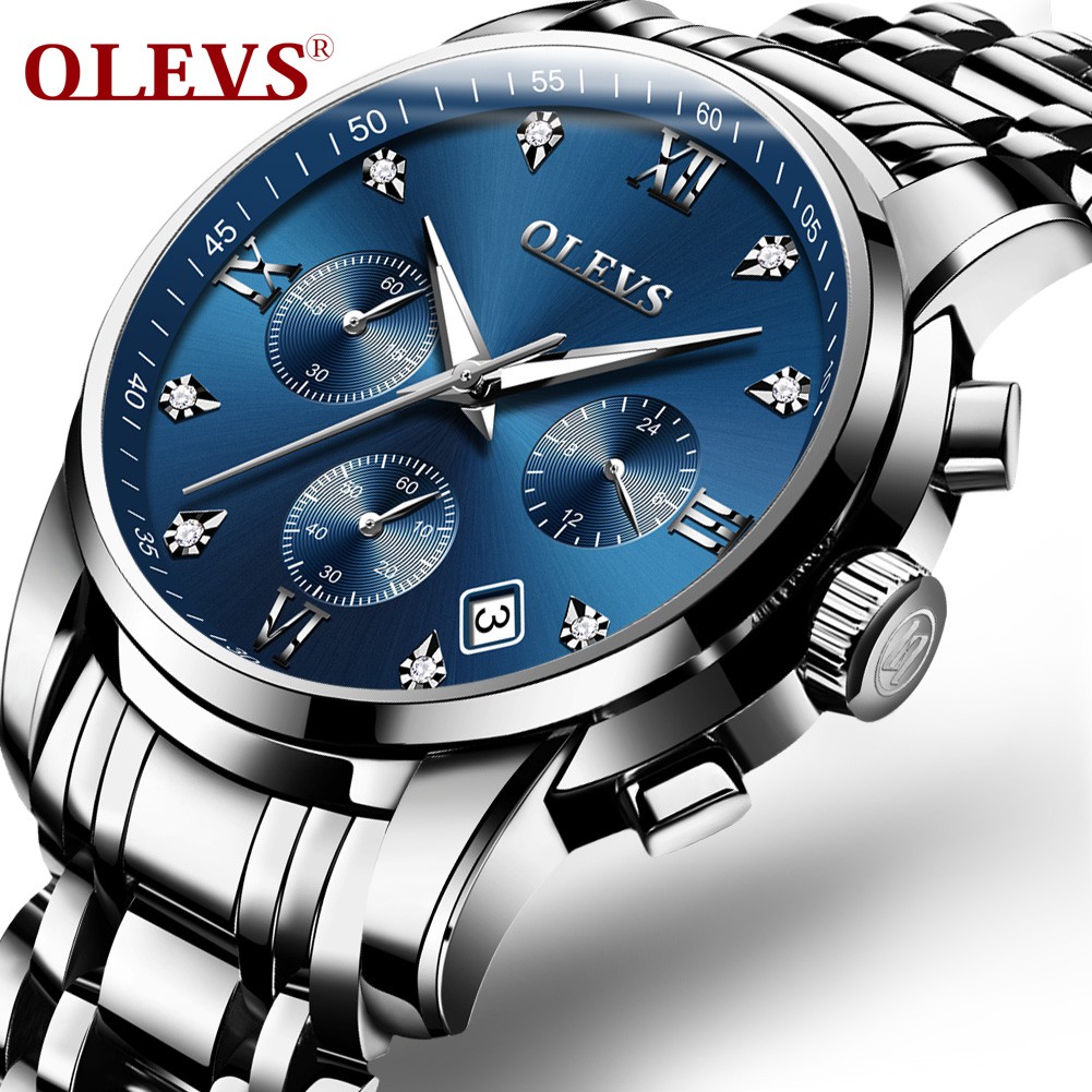 OLEVS Jam Tangan pria Quartz Chronograph watch Original 