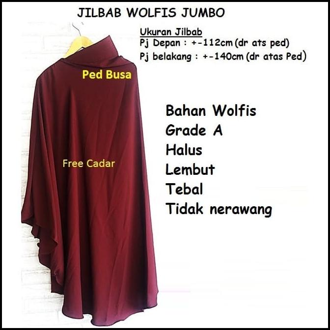 Jilbab Wolfis Jumbo Grade A