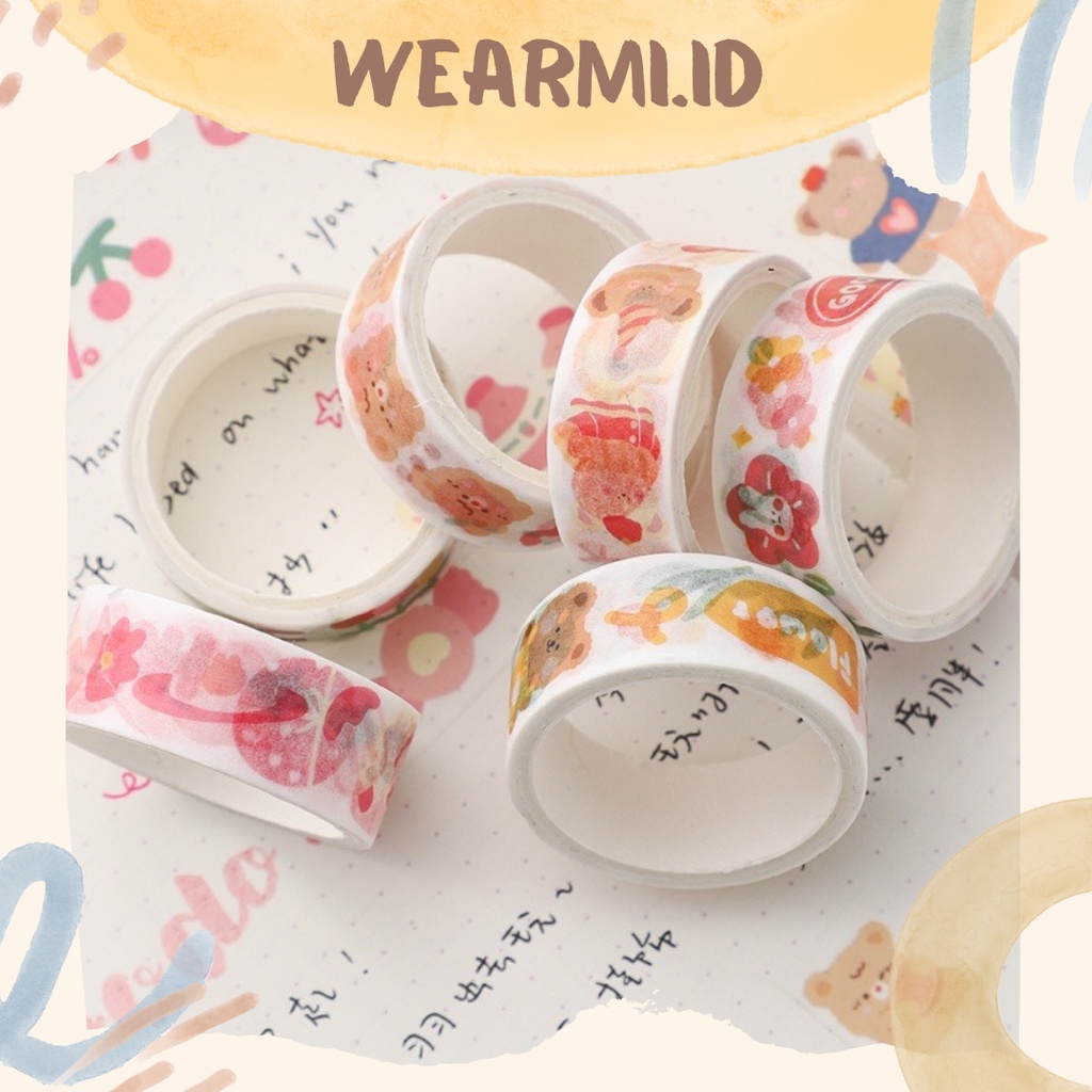 

1 Roll Washi Tape Masking 3m White Colorfull Cute Aesthetic Scrapbook Jurnal Bujo DIY Wearmi