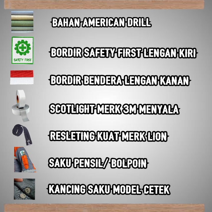 Baju Kerja/ Wearpack Proyek/ Seragam Kerja Atasan Navy Kombinasi Merah