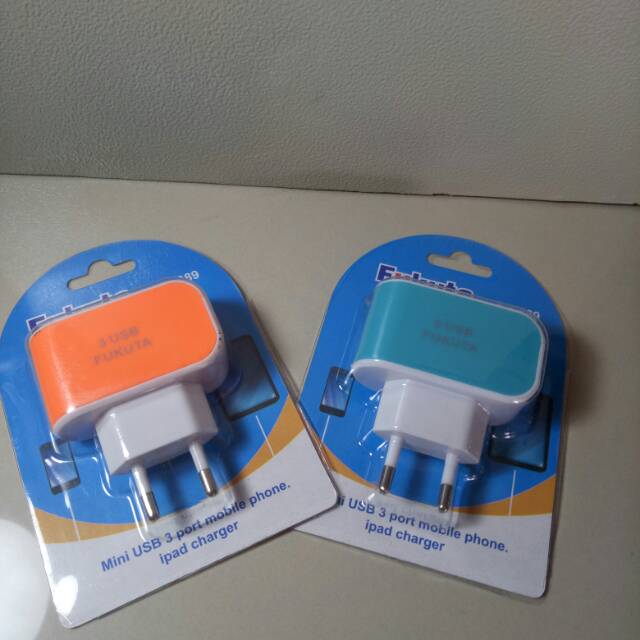 Adaptor 3 Port USB 3,1 A / Batok Charger 3 Port USB FUKUTA FK 389