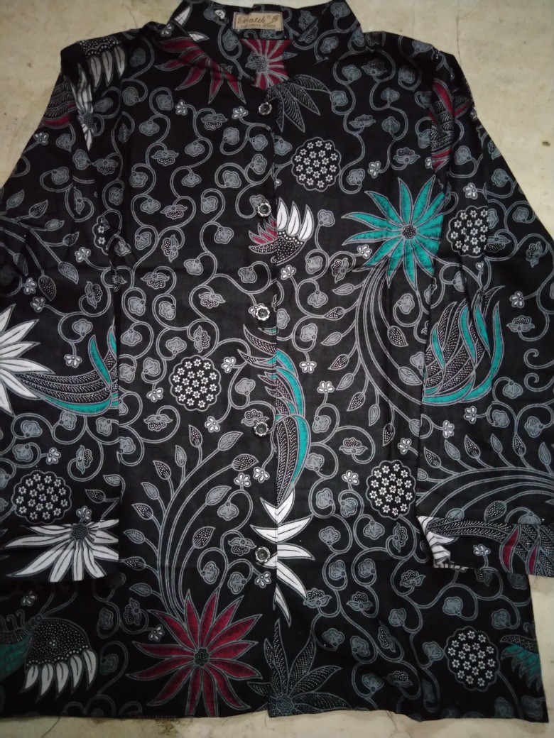 Tey-17 Batik Wanita Asj Sa Hrb026 Kenongo Kemeja Tosca Pendek Dengan Potongan