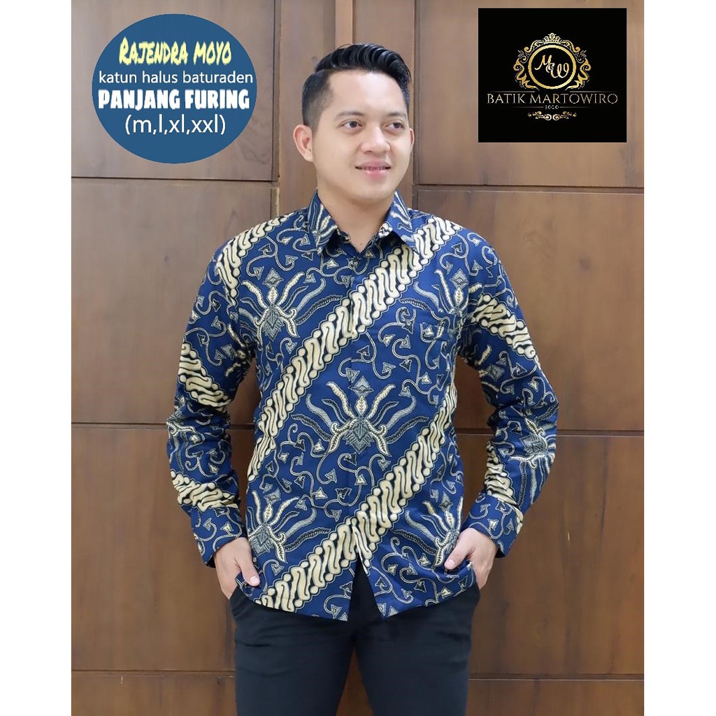 RAJENDRA ABANG Kemeja Batik Pria Lengan Panjang Katun Halus Martowiro FULL FURING