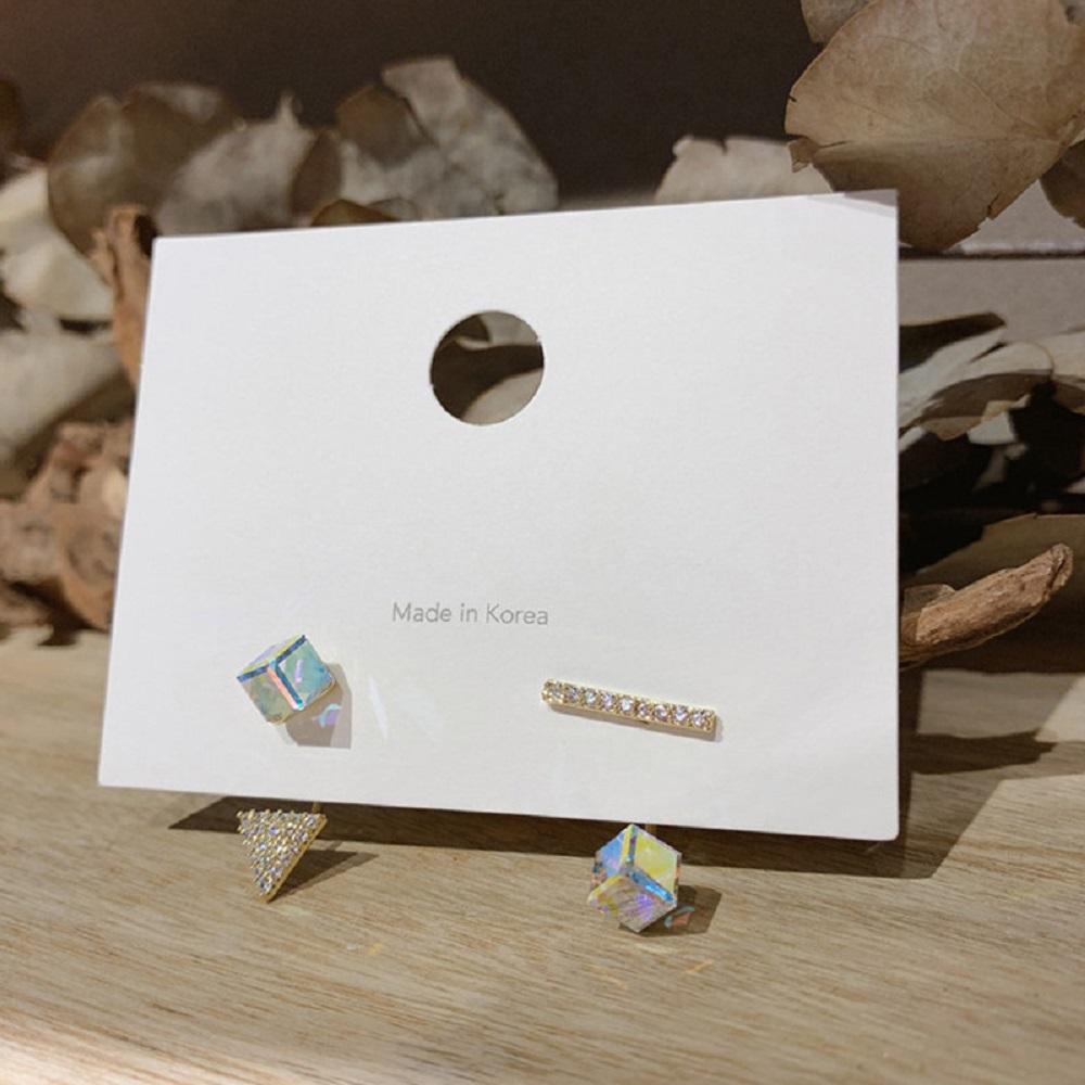 NEEDWAY Drop Earrings Wanita Perempuan Anting Menjuntai Geometris S925 Kristal Persegi