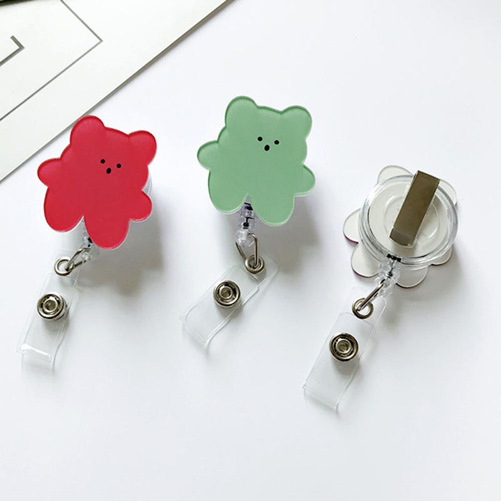 Nickolas1 Retractable Badge Reel Perlengkapan Kantor Korea Bears Reel Clip Perawat Dokter Akrilik Holder Kartu Nama