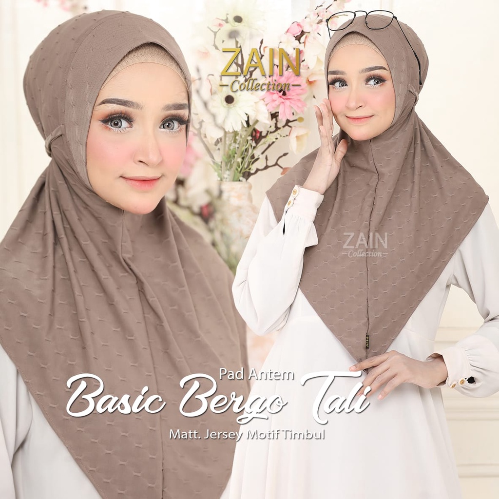 Jilbab Instan Bergo Basic Tali Ori Zain Collection-MOCCA TANAH