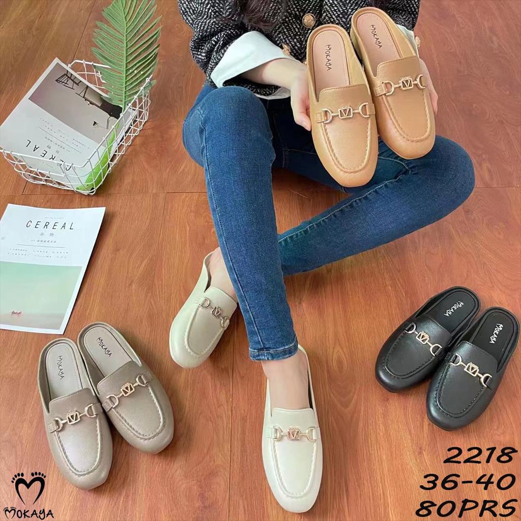 Sepatu Slop Jelly Wanita Gesper V Cantik Elegant Mewah Formal Casual Import Mokaya / Size 36-40 (2218)