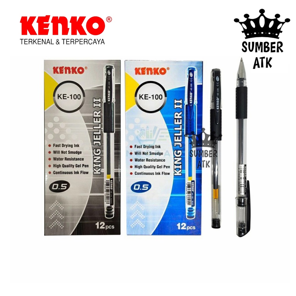 

Pulpen Gel Pen King Jeller II Kenko KE-100 Hitam Biru dan Merah