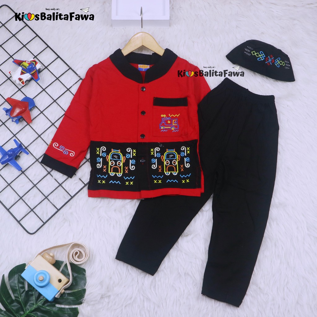 Baju Koko Kurta uk 1-2 tahun / Setelan PREMIUM BORDIR Muslim Anak Laki Laki Polos Turki Bayi Balita