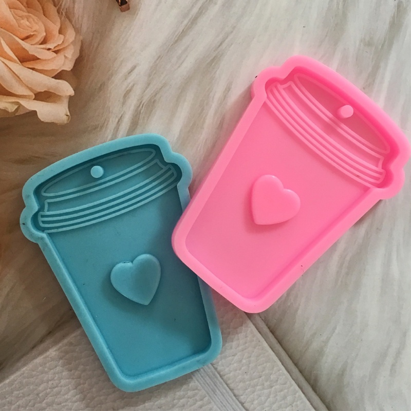 SIY  Shiny Glossy Love Coffee Cup Keychain Epoxy Resin Mold Jewellery Necklace Pendant Silicone Mould DIY Craft Casting Tool