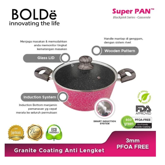 BOLDe Super Pan Panci Pot 24cm - Casserole - BlackPink