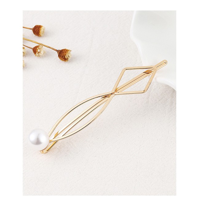 LRC Jepit Rambut Fashion Gold Pearl Hair Clip Set Y61542