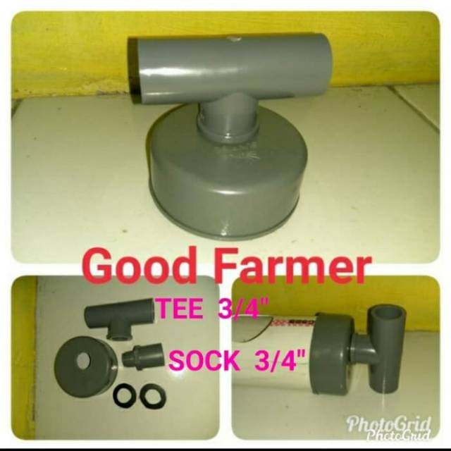 DOP TUTUP PIPA 2,5 INCHI + TEE 3/4 INCHI + 2 SEAL KARET HIDROPONIK