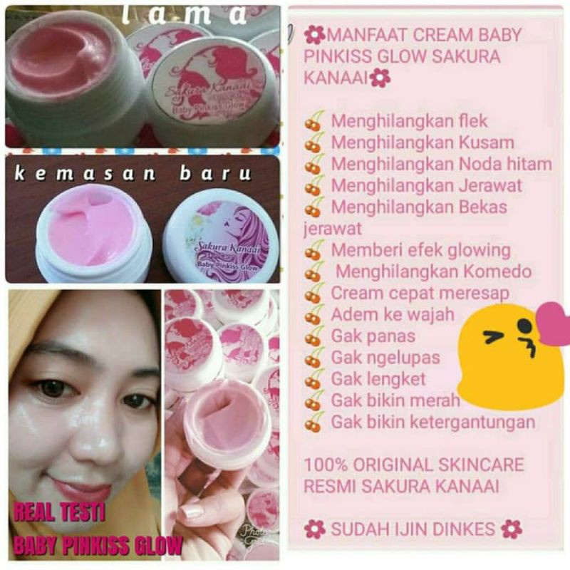 [Terbukti Alami]  SAKURA KANAAI Baby Pinkiss Cream Jelly Glowing Pink BB Glow - Krim Pemutih_Wajah Glowing Cepat / Pencerah Wajah Glowing Whitening Baby Pinkis Glow Sakura Kanai