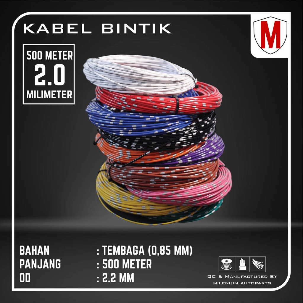 KABEL BINTIK BODY JEPANG 2MM x 500M SERABUT TEMBAGA UNTUK MOBIL &amp; MOTOR