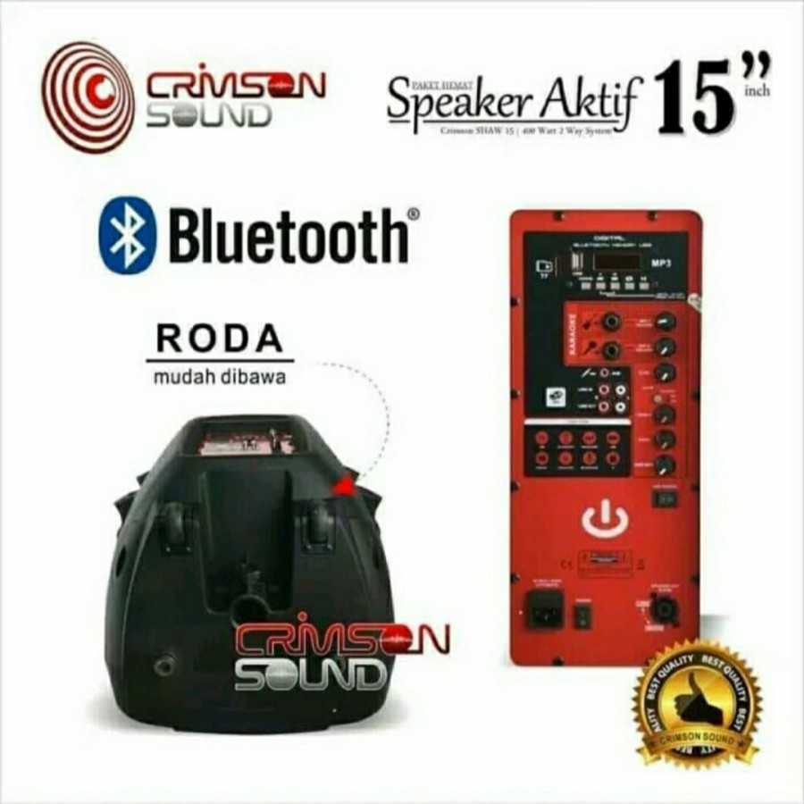 Paket Komplit Speaker Aktif Crimson 15 Inch Bluetooth Type Soul